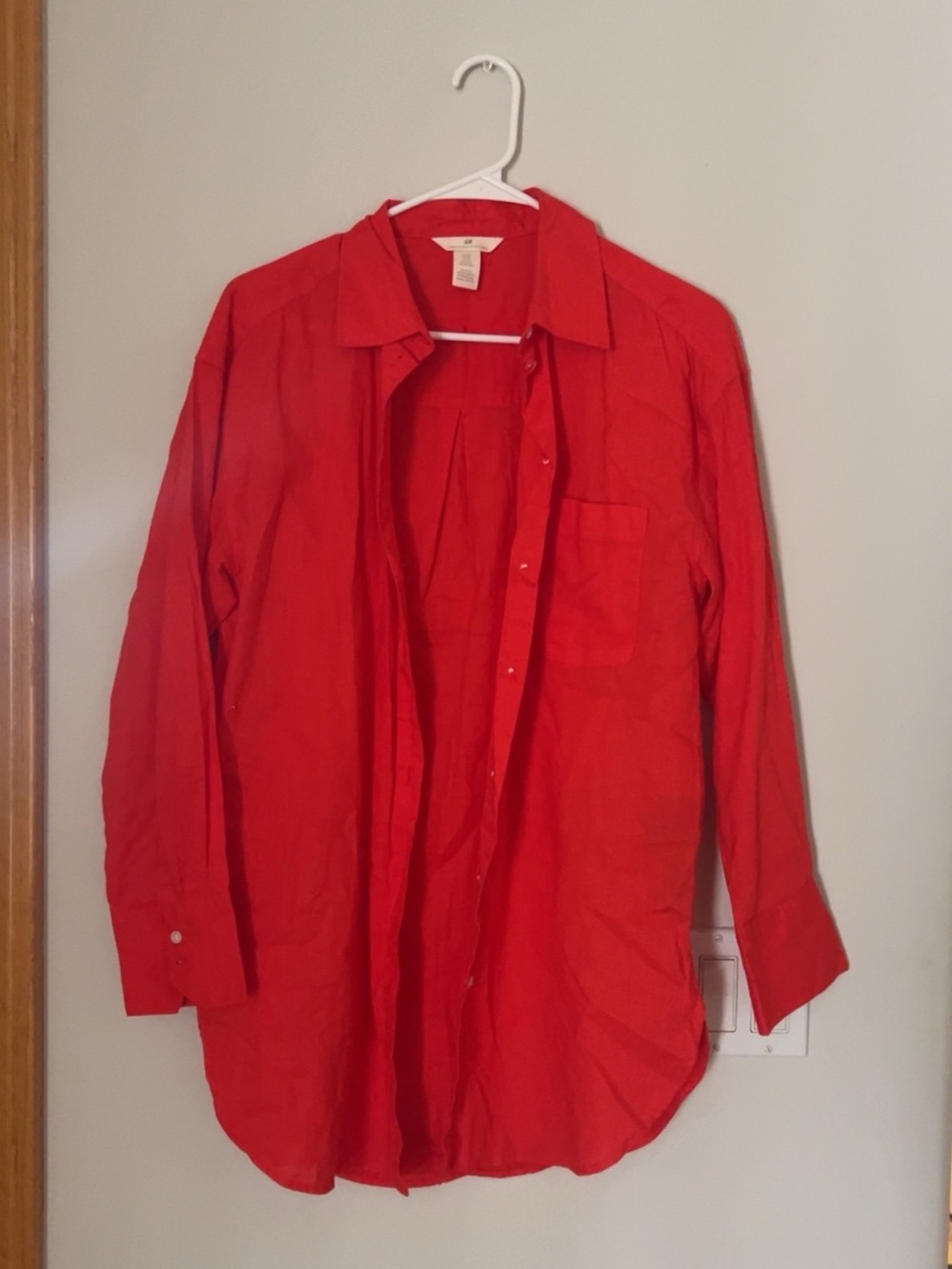 Bright Red Button-Up Shirt